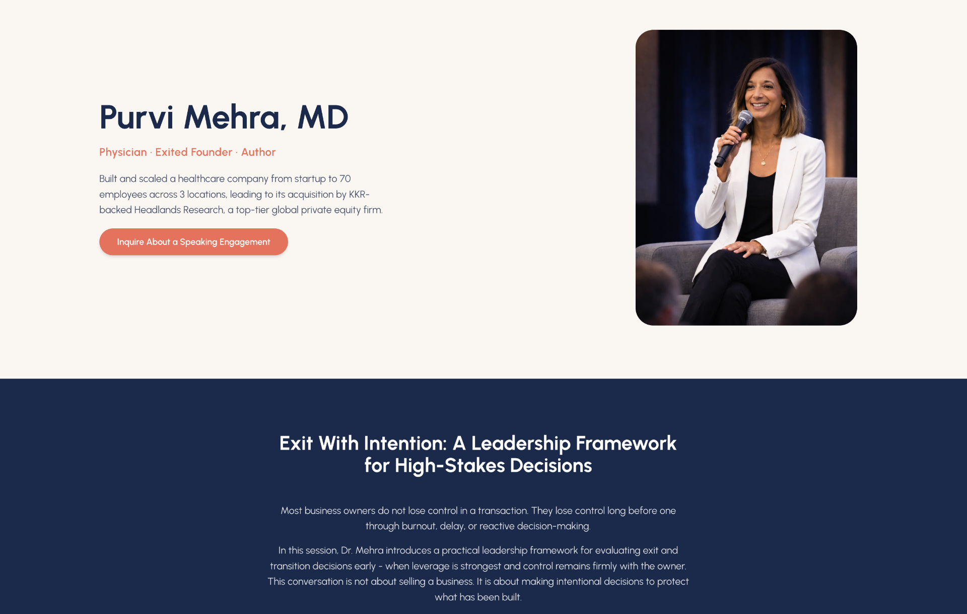 Purvi Mehra Speaker Landing Page